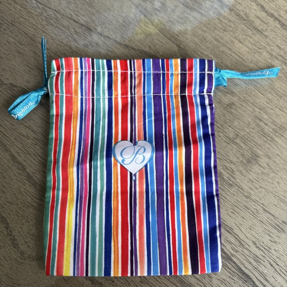 Brighton Gift Bag Cinch Top Multicolored Stripes Cloth, 5x6